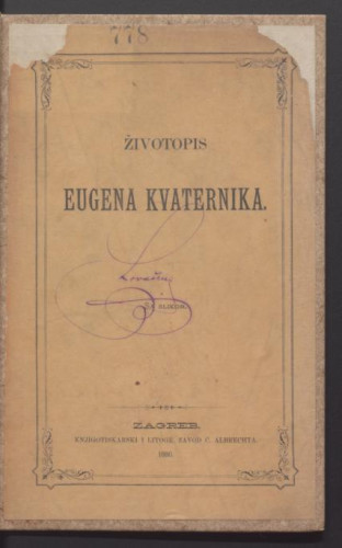 Životopis Eugena Kvaternika : sa slikom.