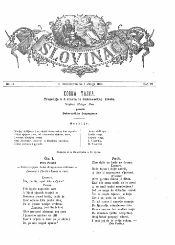 Slovinac : list za knjigu, umjetnost i obrtnost : 4,11(1881) / odgovorni urednik Niko Skorsur.