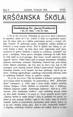 Kršćanska škola : pedagogijsko-naučni list : 18,5(1914) / urednik D. Gudek.