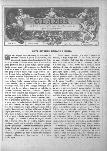Glazba : list za crkvenu i svjetovnu glazbu te dramatsku umjetnost : glasilo Hrvatskog pjevačkog saveza : 8(1893) / uredio Vjenceslav Novak.