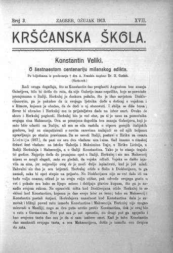 Kršćanska škola : pedagogijsko-naučni list : 17,3(1913) / urednik D. Gudek.