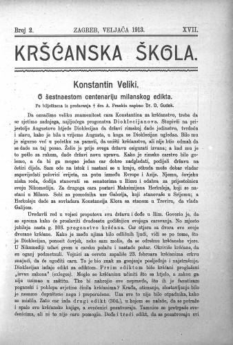 Kršćanska škola : pedagogijsko-naučni list : 17,2(1913) / urednik D. Gudek.