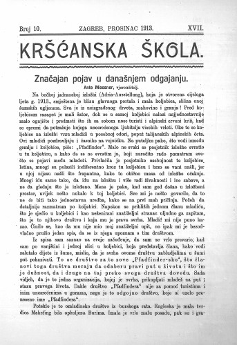 Kršćanska škola : pedagogijsko-naučni list : 17,10(1913) / urednik D. Gudek.