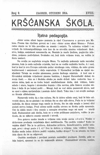 Kršćanska škola : pedagogijsko-naučni list : 18,9(1914) / urednik D. Gudek.