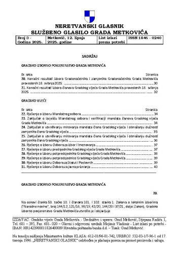 Neretvanski glasnik : službeno glasilo grada Metkovića : 3(2025) / glavni i odgovorni urednik Mojmir Vladimir.