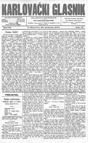 Karlovački glasnik : 2,52(1900) / odgovorni urednik Dragutin Hauptfeld.