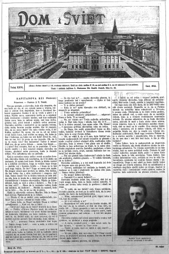 Dom i sviet   : ilustrovani list za zabavu, pouku i viesti dnevnih dogadjaja, javnom i društvenom životu, umjetnosti i znanosti, trgovini, obrtu, glazbi i kazalištu : 26,18(1913)  / urednik Stjepan Kugli.