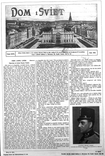 Dom i sviet   : ilustrovani list za zabavu, pouku i viesti dnevnih dogadjaja, javnom i društvenom životu, umjetnosti i znanosti, trgovini, obrtu, glazbi i kazalištu : 26,12(1913)  / urednik Stjepan Kugli.