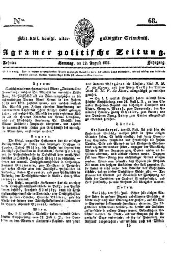 Agramer politische Zeitung : 10,68(1835) / Verlager und Redacteur Franz Stauduar und Ferd. Rosenau.