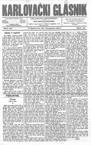 Karlovački glasnik : 2,43(1900) / odgovorni urednik Dragutin Hauptfeld.