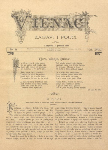 Vienac : zabavi i pouci. : 18,51(1886) / uredjuju V. Klaić i M. Maravić.