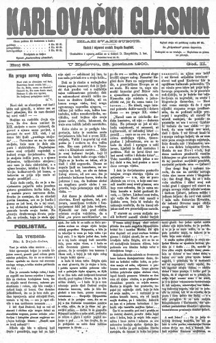 Karlovački glasnik : 2,53(1900) / odgovorni urednik Dragutin Hauptfeld.
