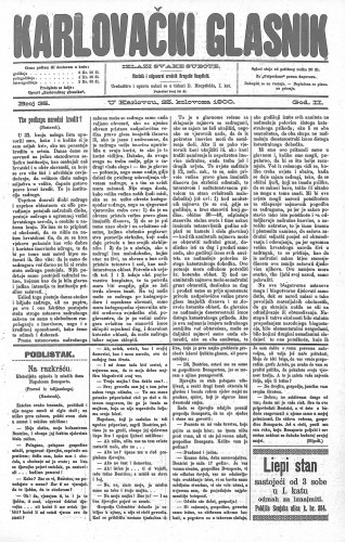 Karlovački glasnik : 2,35(1900) / odgovorni urednik Dragutin Hauptfeld.