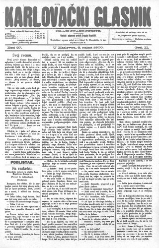 Karlovački glasnik : 2,37(1900) / odgovorni urednik Dragutin Hauptfeld.