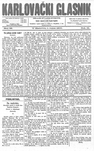 Karlovački glasnik : 2,36(1900) / odgovorni urednik Dragutin Hauptfeld.