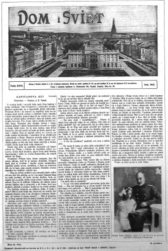 Dom i sviet   : ilustrovani list za zabavu, pouku i viesti dnevnih dogadjaja, javnom i društvenom životu, umjetnosti i znanosti, trgovini, obrtu, glazbi i kazalištu : 26,24(1913)  / urednik Stjepan Kugli.