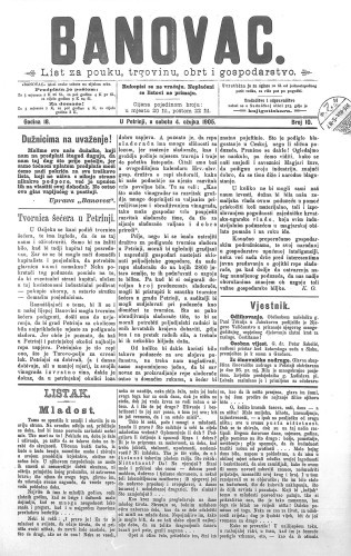 Banovac  : list za pouku, trgovinu, obrtnost i gospodarstvo : 18,10(1905) / odgovorni urednik Dragutin Benko.