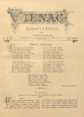 Vienac : zabavi i pouci. : 18,52(1886) / uredjuju V. Klaić i M. Maravić.