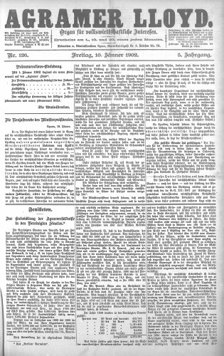 Agramer Lloyd  : organ für volkswirtschaftliche Interessen : 5,126(1902) / verantwortlicher Redacteur E. L. Blau.