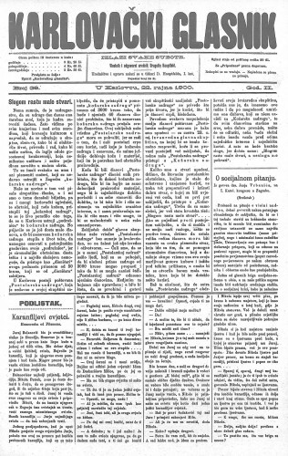 Karlovački glasnik : 2,39(1900) / odgovorni urednik Dragutin Hauptfeld.