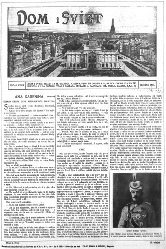 Dom i sviet   : ilustrovani list za zabavu, pouku i viesti dnevnih dogadjaja, javnom i društvenom životu, umjetnosti i znanosti, trgovini, obrtu, glazbi i kazalištu : 27,6(1914)  / urednik Stjepan Kugli.