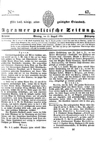 Agramer politische Zeitung : 10,67(1835) / Verlager und Redacteur Franz Stauduar und Ferd. Rosenau.