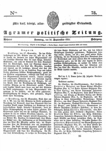 Agramer politische Zeitung : 10,78(1835) / Verlager und Redacteur Franz Stauduar und Ferd. Rosenau.