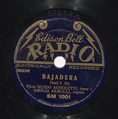 Bajadera : duet 1. čin / pjeva Guido Agnoletti, tenor i Amelia Armolli, sopran ; Romanca, 1. čin / pjeva Guido Agnoletti, tenor.