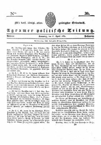 Agramer politische Zeitung : 10,30(1835) / Verlager und Redacteur Franz Stauduar und Ferd. Rosenau.