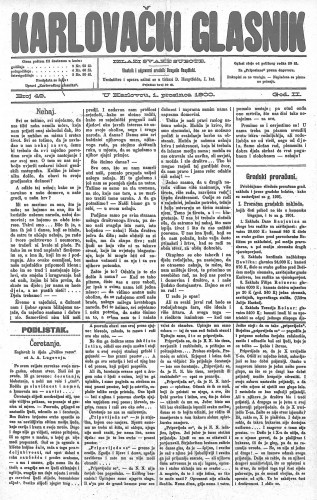 Karlovački glasnik : 2,49(1900) / odgovorni urednik Dragutin Hauptfeld.