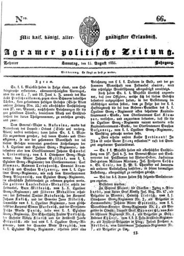 Agramer politische Zeitung : 10,66(1835) / Verlager und Redacteur Franz Stauduar und Ferd. Rosenau.
