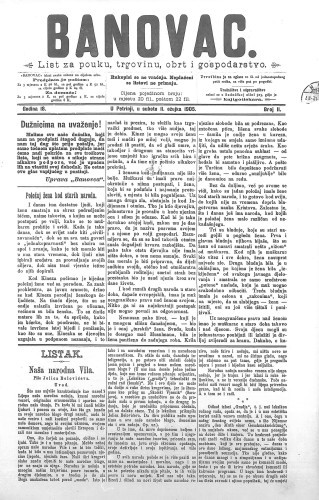 Banovac  : list za pouku, trgovinu, obrtnost i gospodarstvo : 18,11(1905) / odgovorni urednik Dragutin Benko.