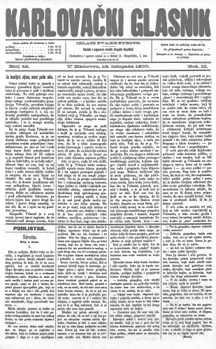 Karlovački glasnik : 2,42(1900) / odgovorni urednik Dragutin Hauptfeld.