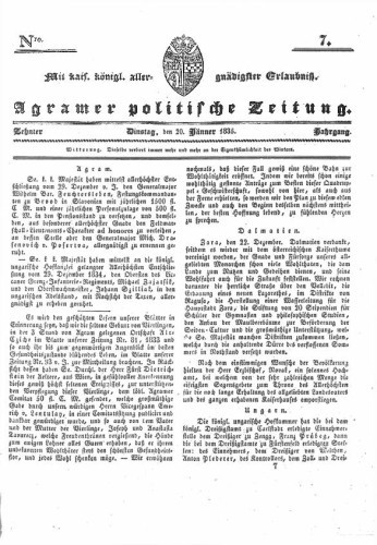 Agramer politische Zeitung : 10,7(1835) / Verlager und Redacteur Franz Stauduar und Ferd. Rosenau.