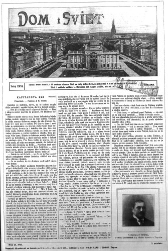 Dom i sviet   : ilustrovani list za zabavu, pouku i viesti dnevnih dogadjaja, javnom i društvenom životu, umjetnosti i znanosti, trgovini, obrtu, glazbi i kazalištu : 26,23(1913)  / urednik Stjepan Kugli.