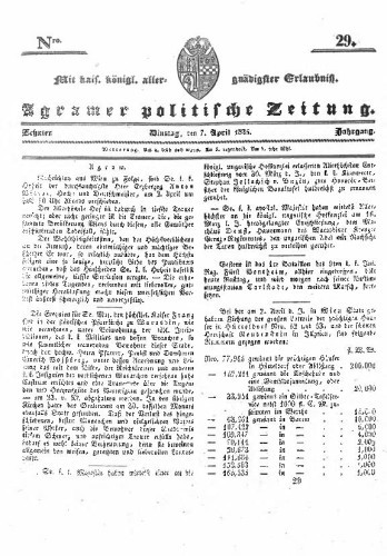 Agramer politische Zeitung : 10,29(1835) / Verlager und Redacteur Franz Stauduar und Ferd. Rosenau.