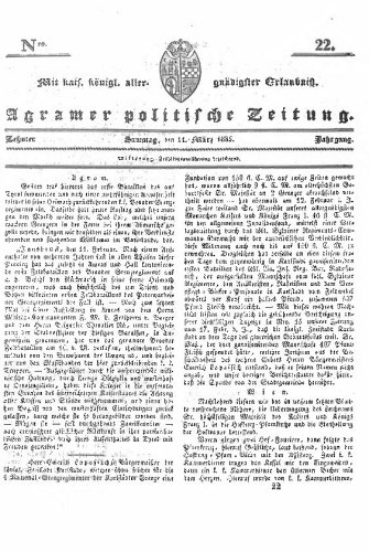 Agramer politische Zeitung : 10,22(1835) / Verlager und Redacteur Franz Stauduar und Ferd. Rosenau.