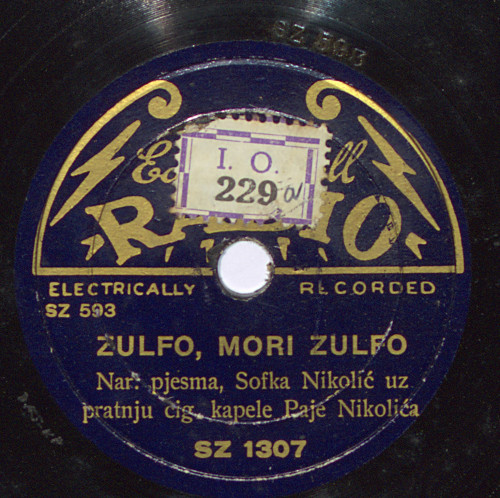 Zulfo, mori Zulfo : narodna  pjesma / Sofka Nikolić uz pratnju cig. kapele Paje Nikolića.