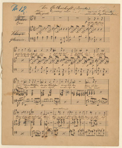 Die Botschaft = Poruka : za srednji tenor / spjevao V. Lisinski ; pohrvatio Aug. Harambašić.