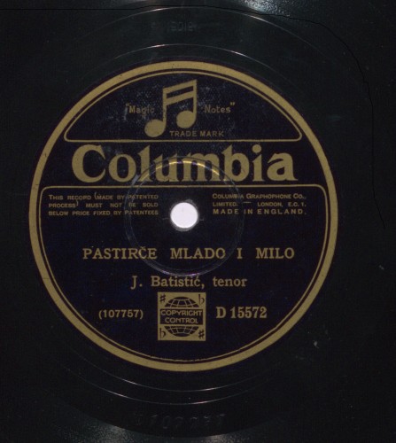 Pastirče mlado i milo /[izvodi] J. Batistić, tenor.