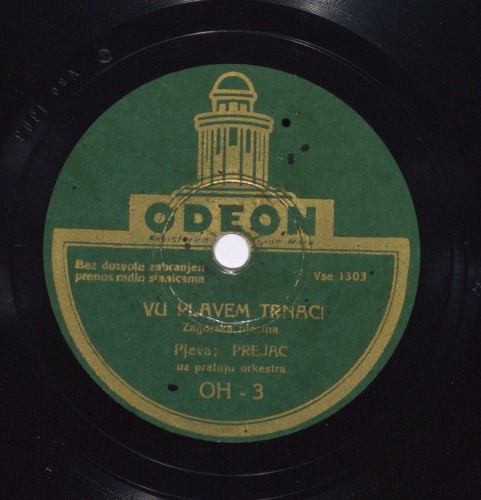 Vu plavem trnaci : zagorska pjesma / pjeva [Đuro] Prejac uz pratnju orkestra.