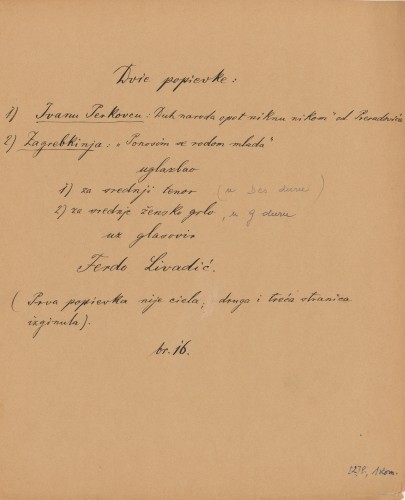 Dvie popievke : Ivanu Perkovcu ; Zagrebkinja / [Ferdo Livadić].