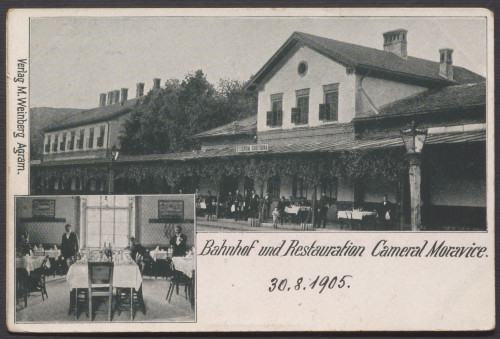 Bahnhof und Restauration Cameral Moravice.