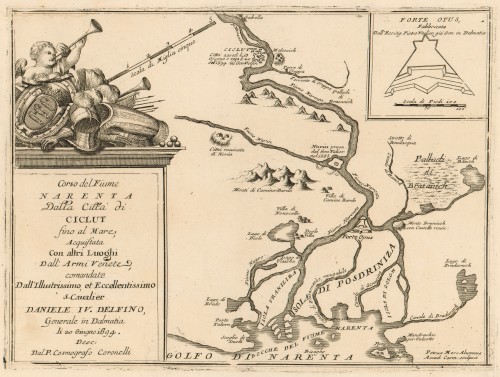 Corso del Fiume Narenta dalla Citta di Ciclut... / desc. dal [Vincenzo Maria] Coronelli.