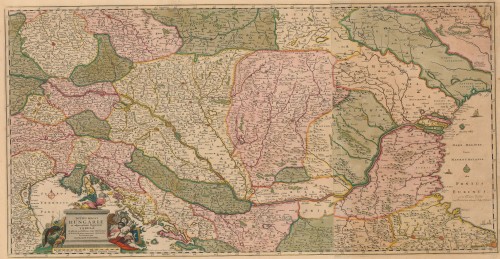Totius Regni Hungariae et adjacentium regionum tabula : a.o 1687 ob res bellicas inter Christianos et Turcas / de novo corecta ac innummeris locis aucta per Nicolaum Visscher.
