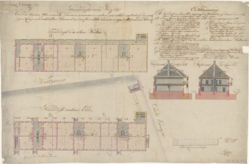 Festung Essegg. Grundrisse und Profils von der kleinen Hornwerks Caserne ... /