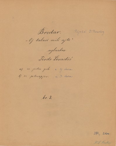 Brodar : barcarola / uglazbio Ferdo Livadić ; spjevao Ivan Trnski.