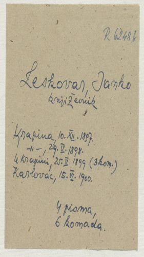 Pisma Janka Leskovara Ivanu Kostrenčiću : (1897-1900). 