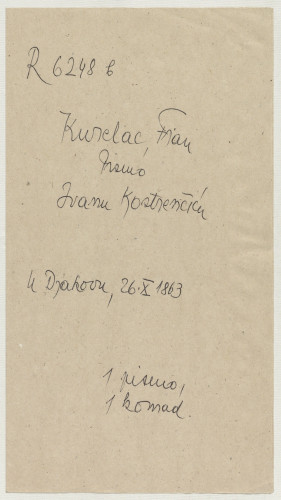 Pismo Frana Kurelca Ivanu Kostrenčiću : Đakovo, 26. X. 1863. 