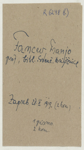 Pismo Franje Fanceva Ivanu Kostrenčiću : Zagreb, 28. X. 1919. 